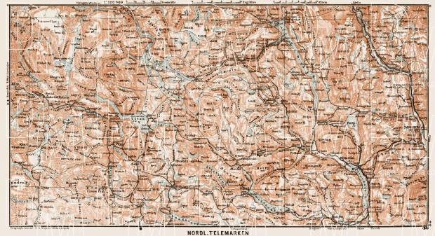 North Telemark [Nordl(ige del af) Telemarken] district map, 1931. Use the zooming tool to explore in higher level of detail. Obtain as a quality print or high resolution image