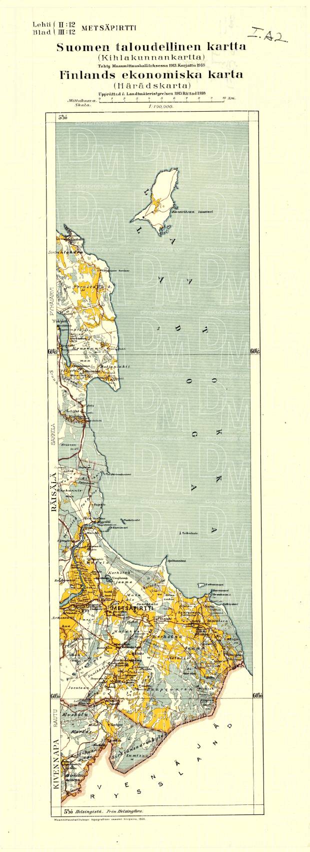 Zaporožskoje. Metsäpirtti. Taloudellinen kartta. Economic map from 1920. Use the zooming tool to explore in higher level of detail. Obtain as a quality print or high resolution image