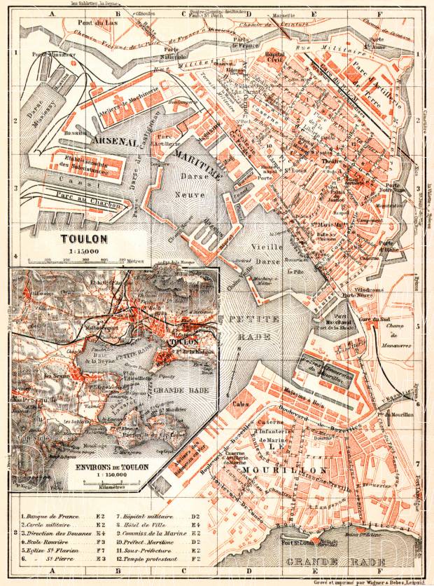 Toulon town plan. Map of the environs of Toulon, 1913. Use the zooming tool to explore in higher level of detail. Obtain as a quality print or high resolution image