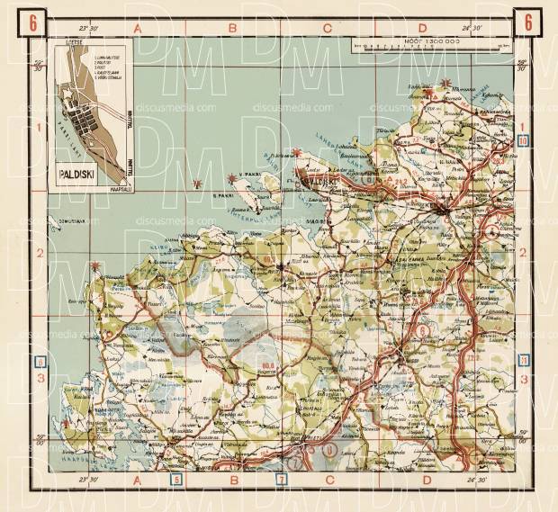 Estonian Road Map, Plate 6: Paldiski. 1938. Use the zooming tool to explore in higher level of detail. Obtain as a quality print or high resolution image
