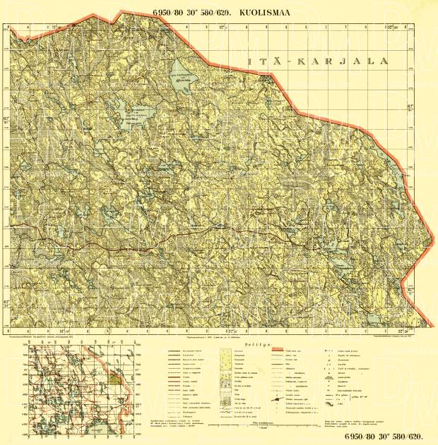 Kuolismaa. Topografikartta 5222, 5224. Topographic map from 1932. Use the zooming tool to explore in higher level of detail. Obtain as a quality print or high resolution image