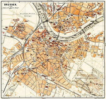 Dresden city map, 1887