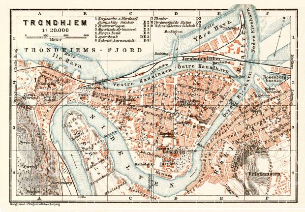 Trondheim (Trondhjem) city map, 1931. Use the zooming tool to explore in higher level of detail. Obtain as a quality print or high resolution image