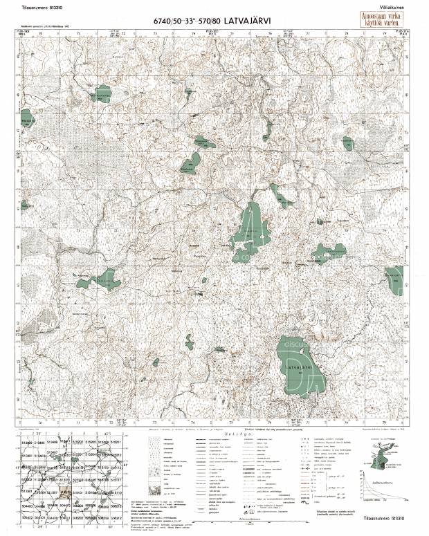 Ladvozero Village Site. Latvajärvi. Topografikartta 513310. Topographic map from 1942. Use the zooming tool to explore in higher level of detail. Obtain as a quality print or high resolution image