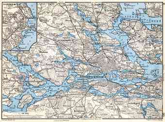 Stockholm and environs map. Djursholm town plan, 1910