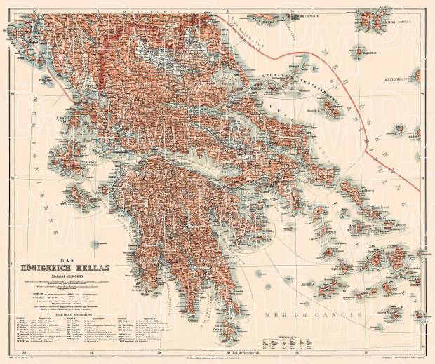Greece, general map, 1908. Use the zooming tool to explore in higher level of detail. Obtain as a quality print or high resolution image