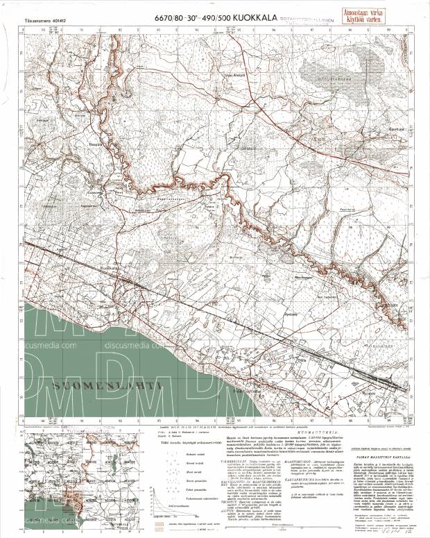 Repino (St. Petersburg). Kuokkala. Topografikartta 401412. Topographic map from 1942. Use the zooming tool to explore in higher level of detail. Obtain as a quality print or high resolution image