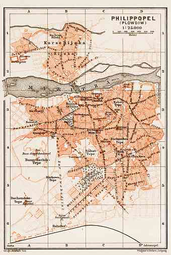 Philippopel (Plovdiv, Пловдивъ) city map, 1914