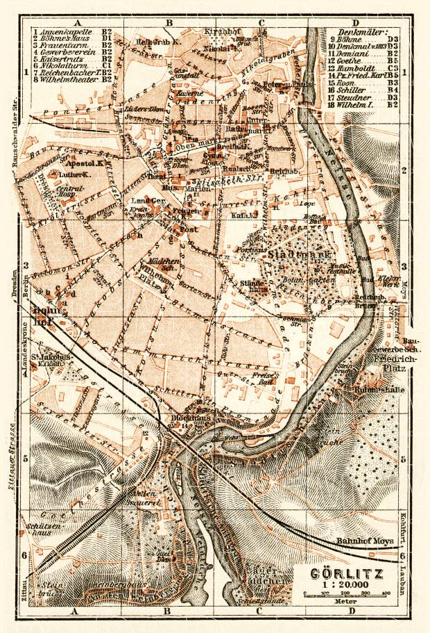 Görlitz city map, 1906. Use the zooming tool to explore in higher level of detail. Obtain as a quality print or high resolution image