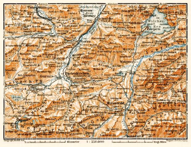 Partenkirchen and environs map, 1906. Use the zooming tool to explore in higher level of detail. Obtain as a quality print or high resolution image