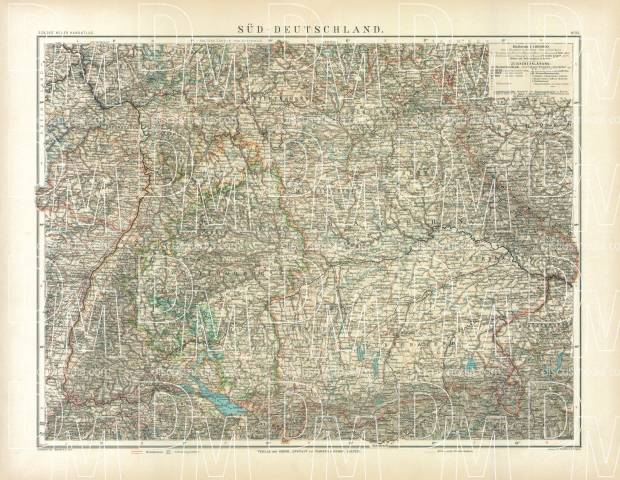 South Germany Map, 1905. Use the zooming tool to explore in higher level of detail. Obtain as a quality print or high resolution image