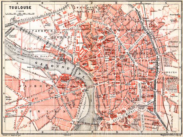 Toulouse city map, 1885. Use the zooming tool to explore in higher level of detail. Obtain as a quality print or high resolution image