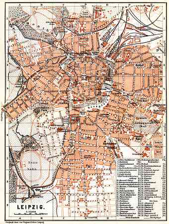 Leipzig city map, 1887