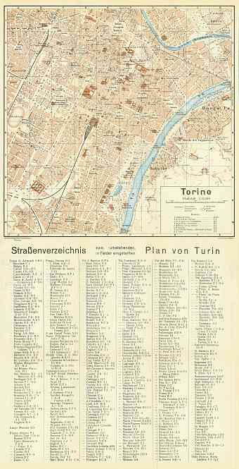 Turin (Torino) city map, 1929