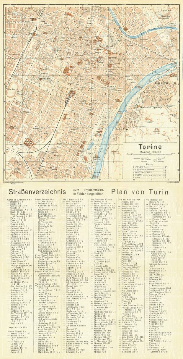Turin (Torino) city map, 1929. Use the zooming tool to explore in higher level of detail. Obtain as a quality print or high resolution image