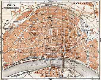 Cologne (Köln) city map, 1905