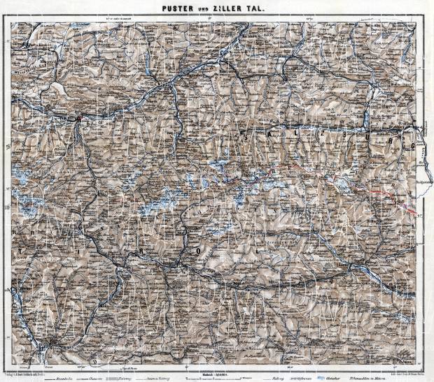 Puster and Zill Valleys map, 1911. Use the zooming tool to explore in higher level of detail. Obtain as a quality print or high resolution image