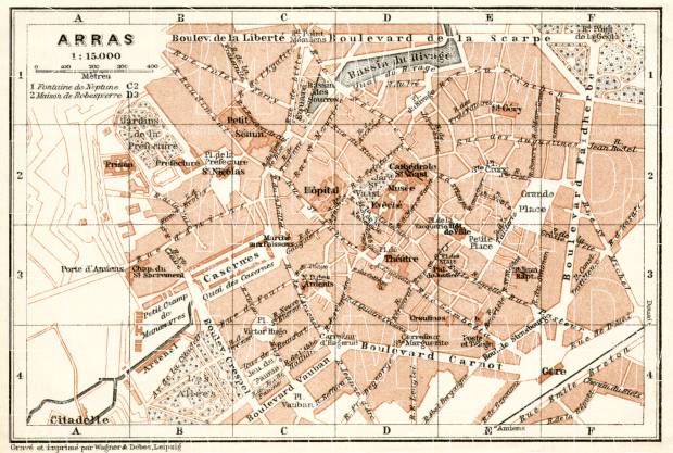Arras city map, 1909. Use the zooming tool to explore in higher level of detail. Obtain as a quality print or high resolution image