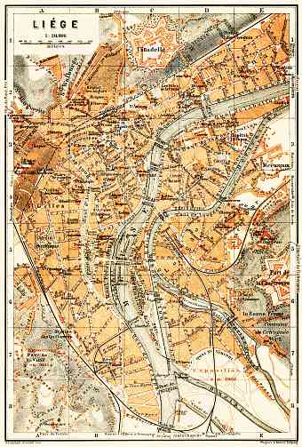 Liège (Lüttich) city map, 1904