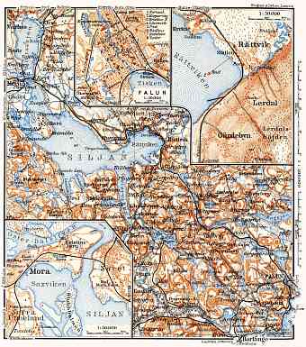 Mora, Falun, Rättvik and environs map, 1910