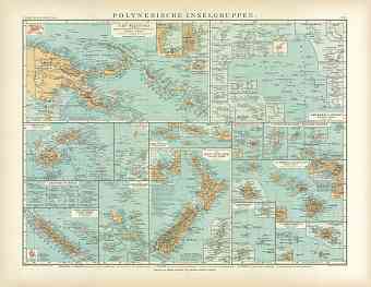 Polynesian Island Groups Map, 1905