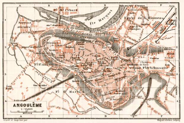 Angoulême city map, 1902. Use the zooming tool to explore in higher level of detail. Obtain as a quality print or high resolution image