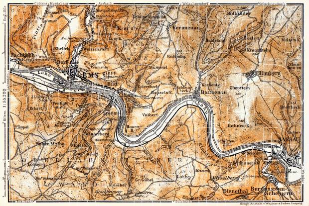 Ems and environs map, 1905. Use the zooming tool to explore in higher level of detail. Obtain as a quality print or high resolution image