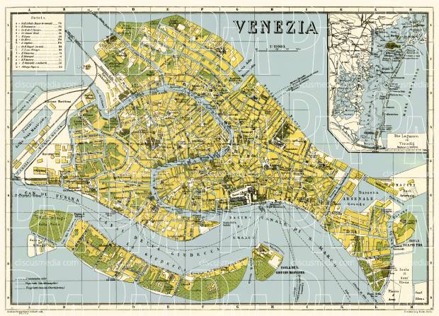 Venice city map, 1926. Use the zooming tool to explore in higher level of detail. Obtain as a quality print or high resolution image