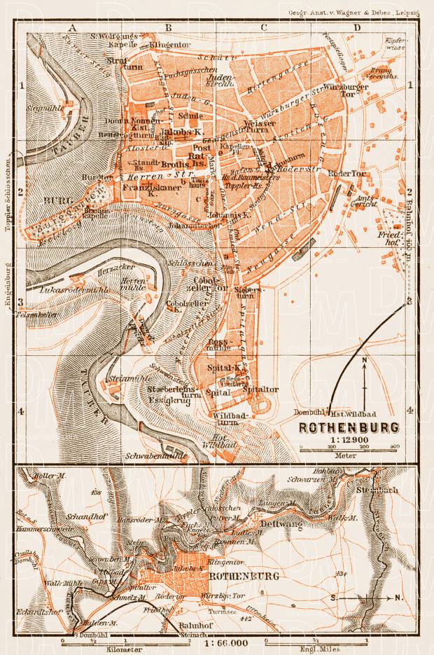 Rothenburg city map, 1909. Use the zooming tool to explore in higher level of detail. Obtain as a quality print or high resolution image