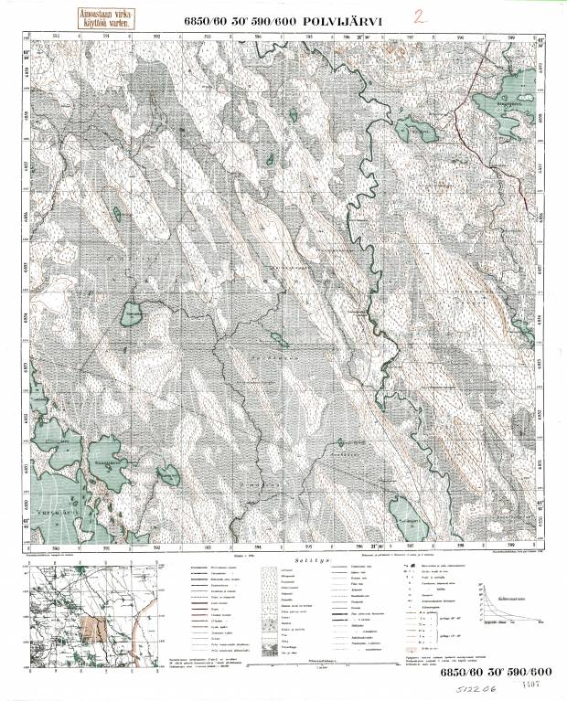 Polvijarvi Lake. Polvijärvi. Topografikartta 512206. Topographic map from 1938. Use the zooming tool to explore in higher level of detail. Obtain as a quality print or high resolution image