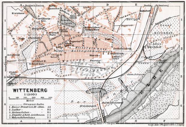 Wittenberg city map, 1911. Use the zooming tool to explore in higher level of detail. Obtain as a quality print or high resolution image