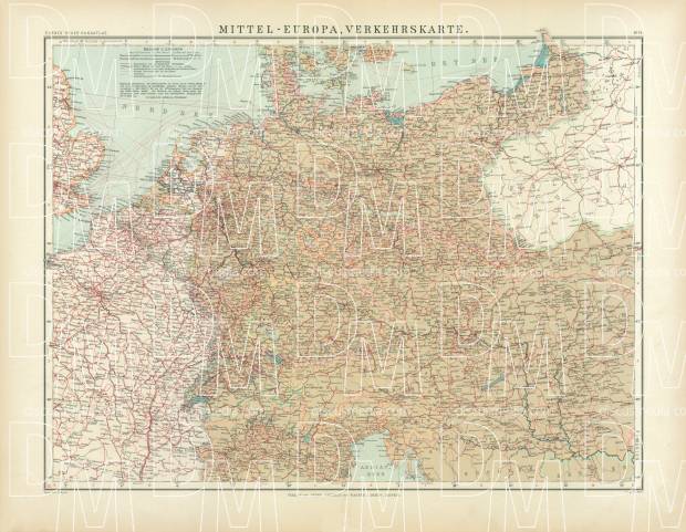 Central Europe Transportation Map, 1905. Use the zooming tool to explore in higher level of detail. Obtain as a quality print or high resolution image