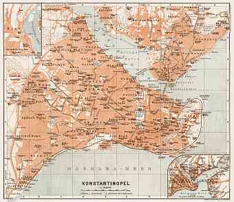 Constantionople (قسطنطينيه, İstanbul, Istanbul) city map, 1914