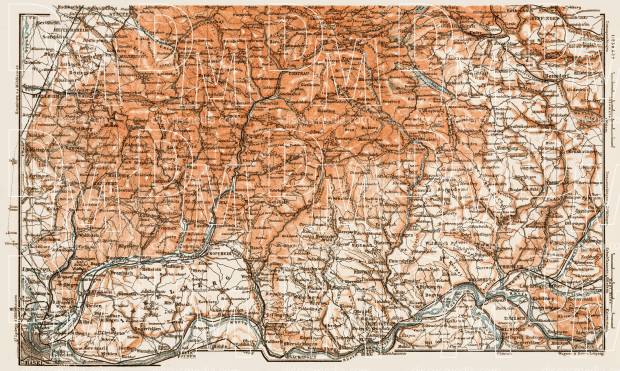 Map of the Southern Black Forest (Schwarzwald), 1909. Use the zooming tool to explore in higher level of detail. Obtain as a quality print or high resolution image