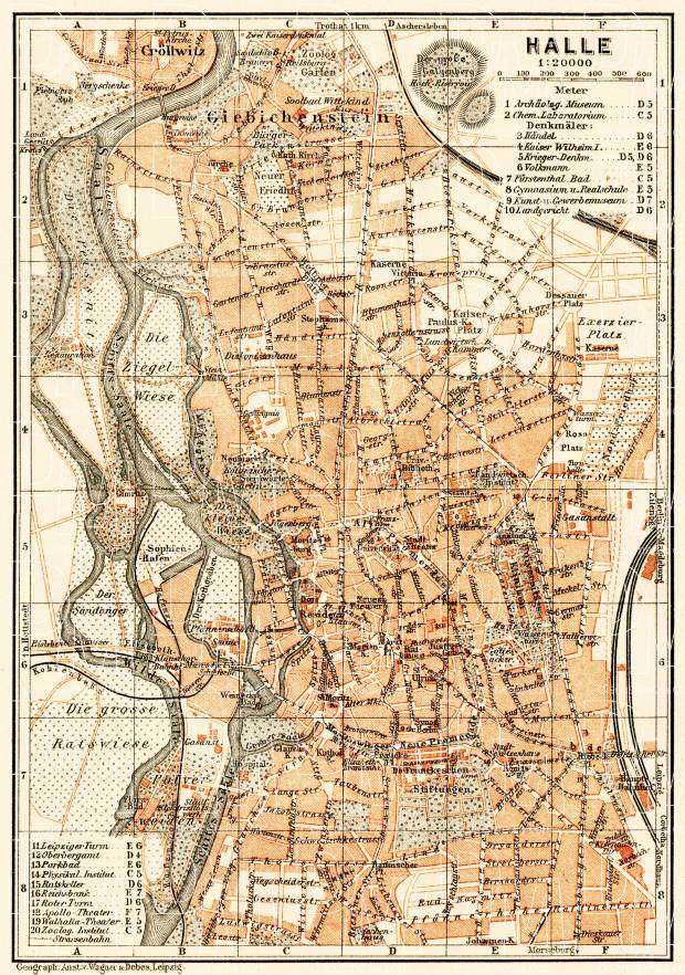 Halle city map, 1906. Use the zooming tool to explore in higher level of detail. Obtain as a quality print or high resolution image