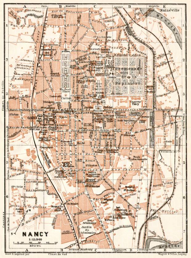 Nancy city map, 1909. Use the zooming tool to explore in higher level of detail. Obtain as a quality print or high resolution image