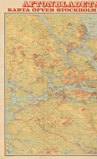 Stockholm city and adjacent communes map, 1911, LEFT HALF