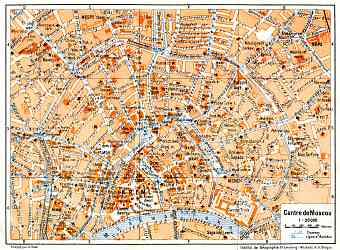 Moscow (Москва, Moskva), central part map, 1928