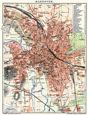 Hannover city map, 1910