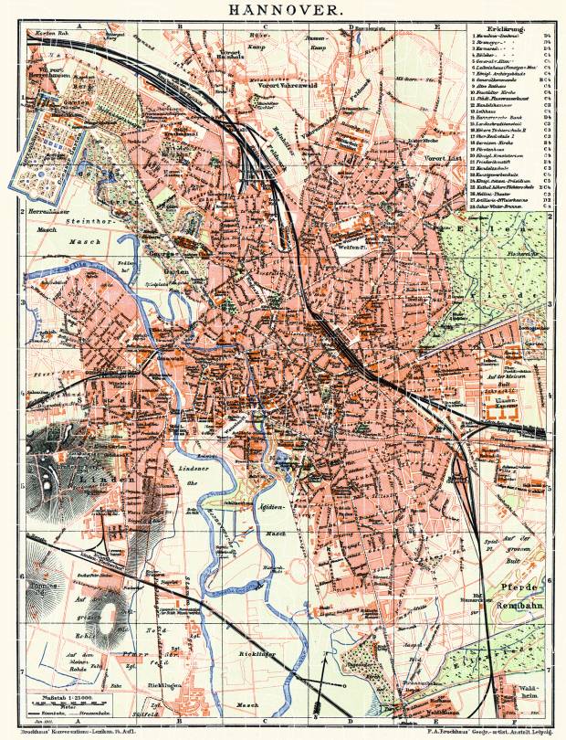 Hannover city map, 1910. Use the zooming tool to explore in higher level of detail. Obtain as a quality print or high resolution image