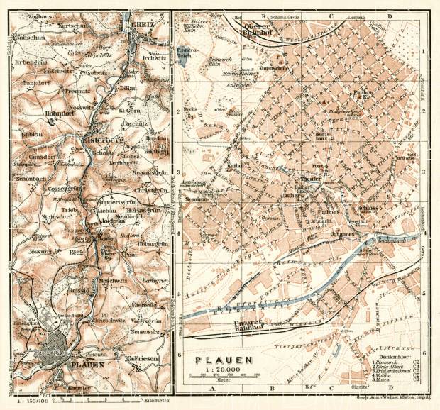 Plauen and environs map, 1911. Use the zooming tool to explore in higher level of detail. Obtain as a quality print or high resolution image