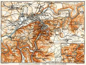 Karlsbad (Karlový Vary) and environs map, 1911