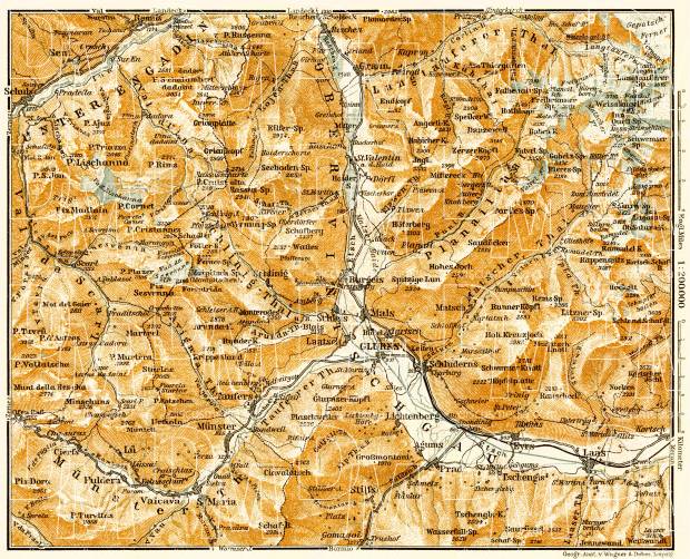 Map of the Upper Vinschgau (Val Venosta), 1906. Use the zooming tool to explore in higher level of detail. Obtain as a quality print or high resolution image