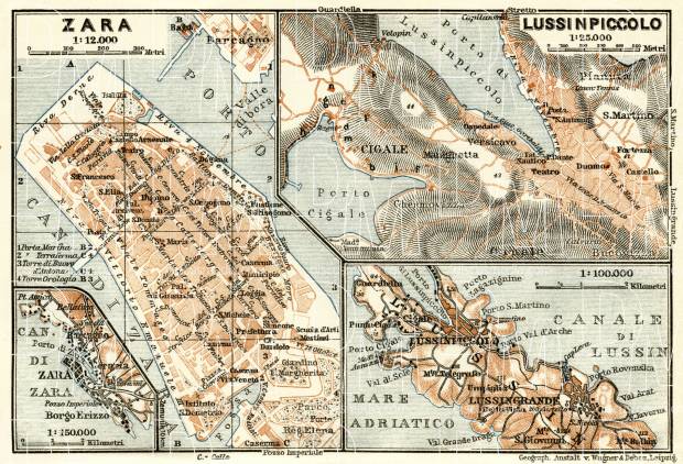 Lussinpiccolo (Maly Lošinj) and environs. Zadar (Zara) and Environs, 1929. Use the zooming tool to explore in higher level of detail. Obtain as a quality print or high resolution image