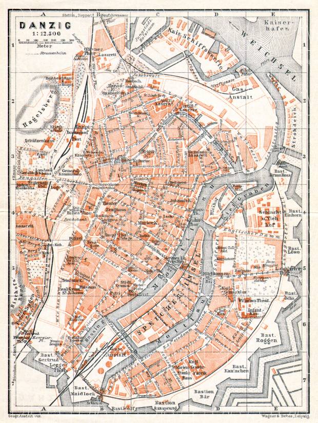 Danzig (Gdańsk) city map, 1906. Use the zooming tool to explore in higher level of detail. Obtain as a quality print or high resolution image
