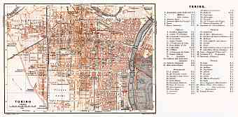 Turin (Torino) city map, 1898