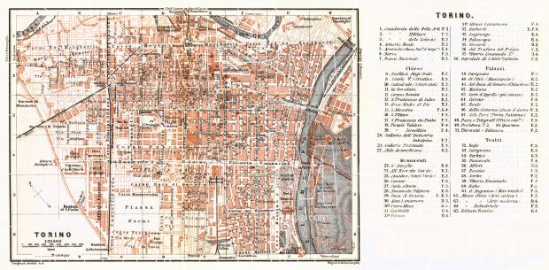 Turin (Torino) city map, 1898. Use the zooming tool to explore in higher level of detail. Obtain as a quality print or high resolution image