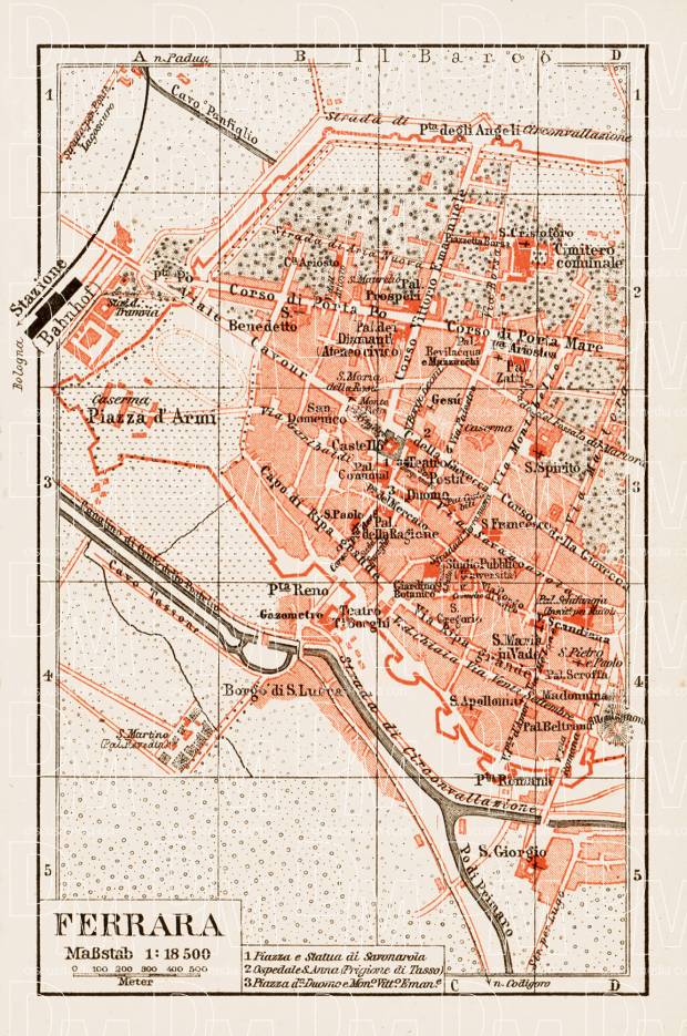 Ferrara city map, 1903. Use the zooming tool to explore in higher level of detail. Obtain as a quality print or high resolution image