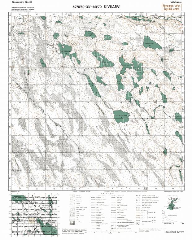 Kamennoje Lake. Kivijärvi. Topografikartta 524409. Topographic map from 1942. Use the zooming tool to explore in higher level of detail. Obtain as a quality print or high resolution image