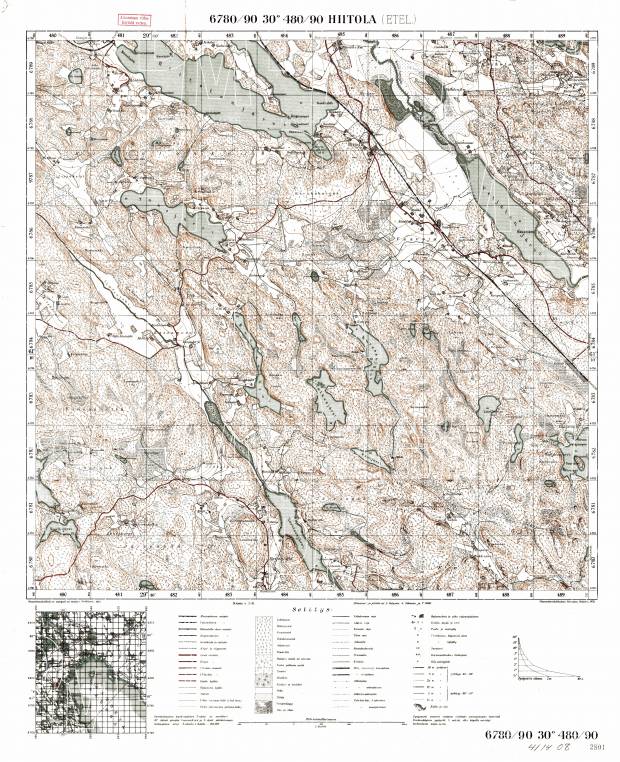 Hiitola. Topografikartta 411408. Topographic map from 1932. Use the zooming tool to explore in higher level of detail. Obtain as a quality print or high resolution image